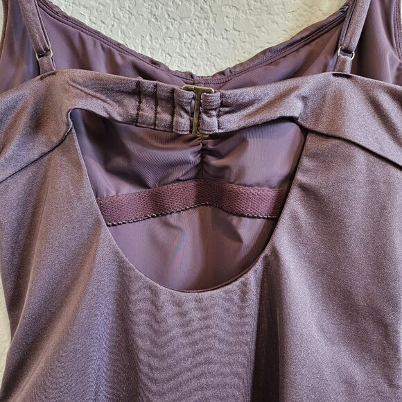 Andie Symi Metallic Purple Ruched Sweetheart Open Back One Piece Swimsuit M* - Picture 7 of 12